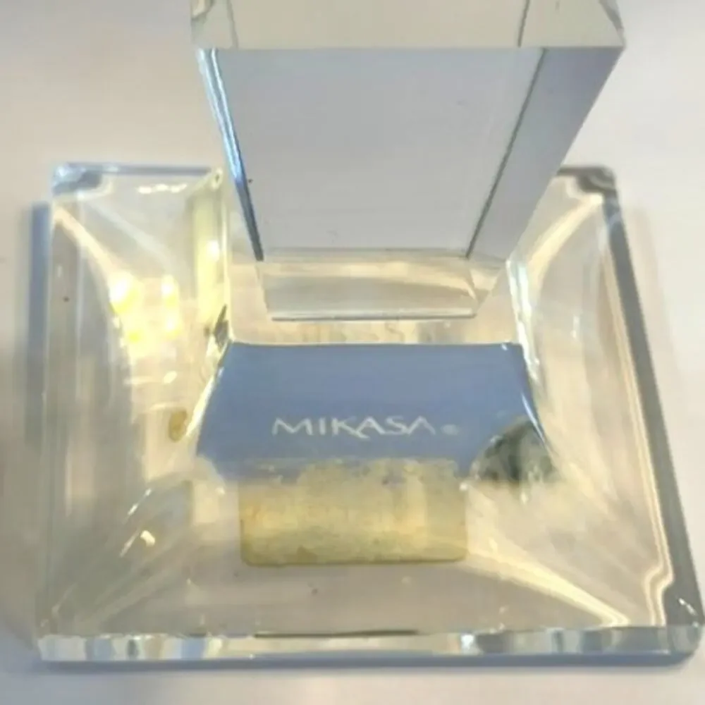 Vintage Mikasa Delray Crystal Glass Taper Candle Holders Set 2 Modern Geometric